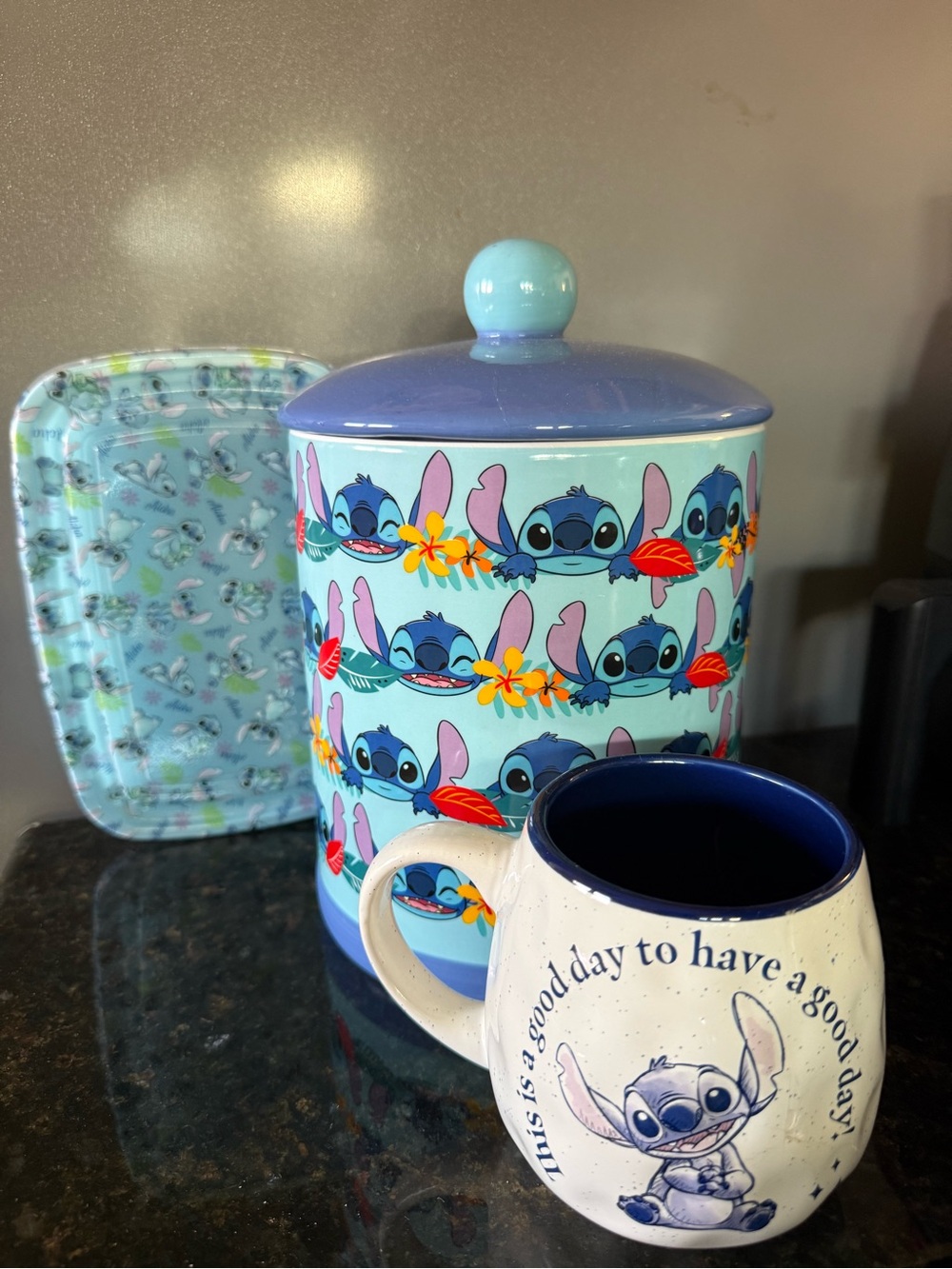 Disney Stitch Ceramic Cookie 🍪 Jar Coffee Mug & Cookie Travel Container NWT